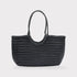 Carmel - Genuine Leather U Shape Handwoven Tote Bag Black